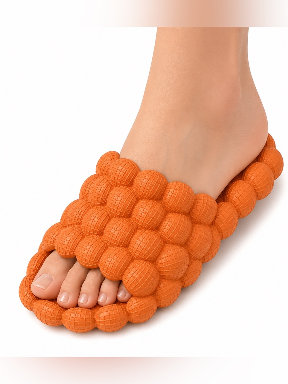 Amazon Orange Bubble Textured Mules